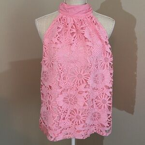 ❤️🎁 NWT NY&Co Halter Neck Crochet Lace Bow Back Top - size large ❤️🎁